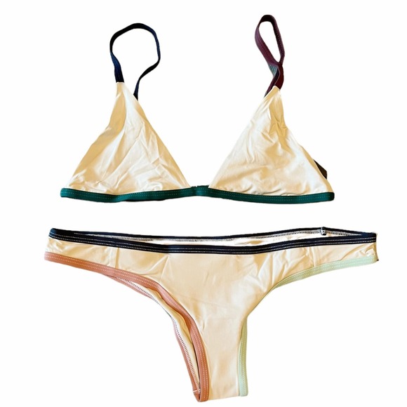 TAVIK Bikini Set Zepplin Top Jayden Bottom Color Block Tapioca Large NWT - Picture 12 of 12